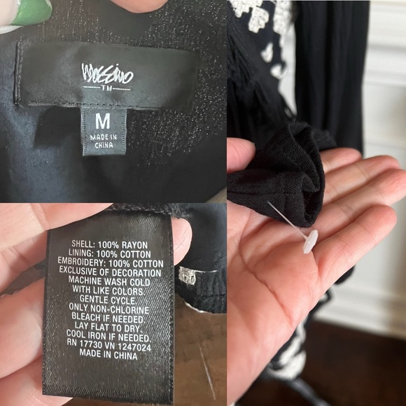 Mossimo, Black & Ivory embroidered open front Boho fringed blouse/cardigan. - Picture 14 of 15